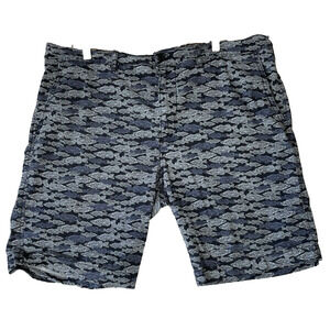 Levis XX Chino Fish Print Shorts Mens Size 38 Blue Pockets Casual Cotton Blend